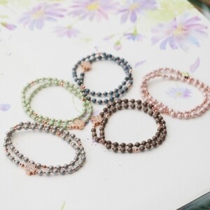 [813489] 팔찌묵주-2줄 무광진주/로즈골드큐빅십자4mm/RN