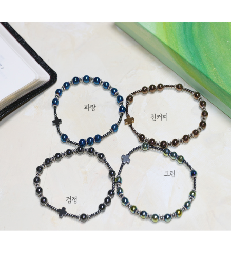 [813578] 팔찌묵주/헤미타이트눈꽃장식/남성팔찌/6mm/RN