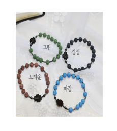 [813583] 팔찌묵주/칼라화산석/남성용/8mm